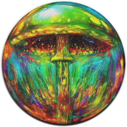 Machine Washable Modern Round Area Rug, Room Sofa Yoga Soft Round Carpet, Home Decor Non Slip Kitchen Office Circle Rug Trippy Rainbow Mushroom Tie Dye Art, 60inch