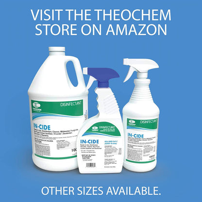 In-Cide Hospital Grade Disinfectant Spray - EPA Registered Cleaner Kills 99.9% MRSA, H1N1 - Home Office Clinic - Fresh Scent - 1 Gallon + 32oz Bundle
