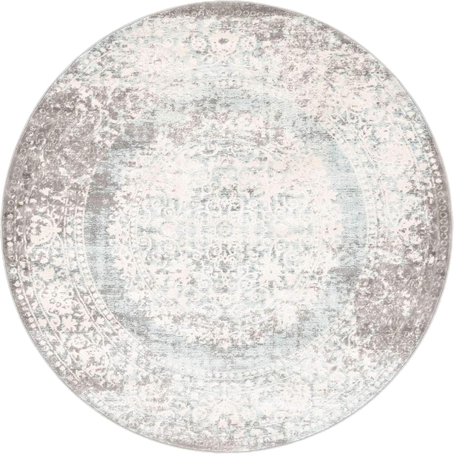 Unique Loom New Classical Collection Area Rug - Olwen (4'Round, Purple/ Gray)