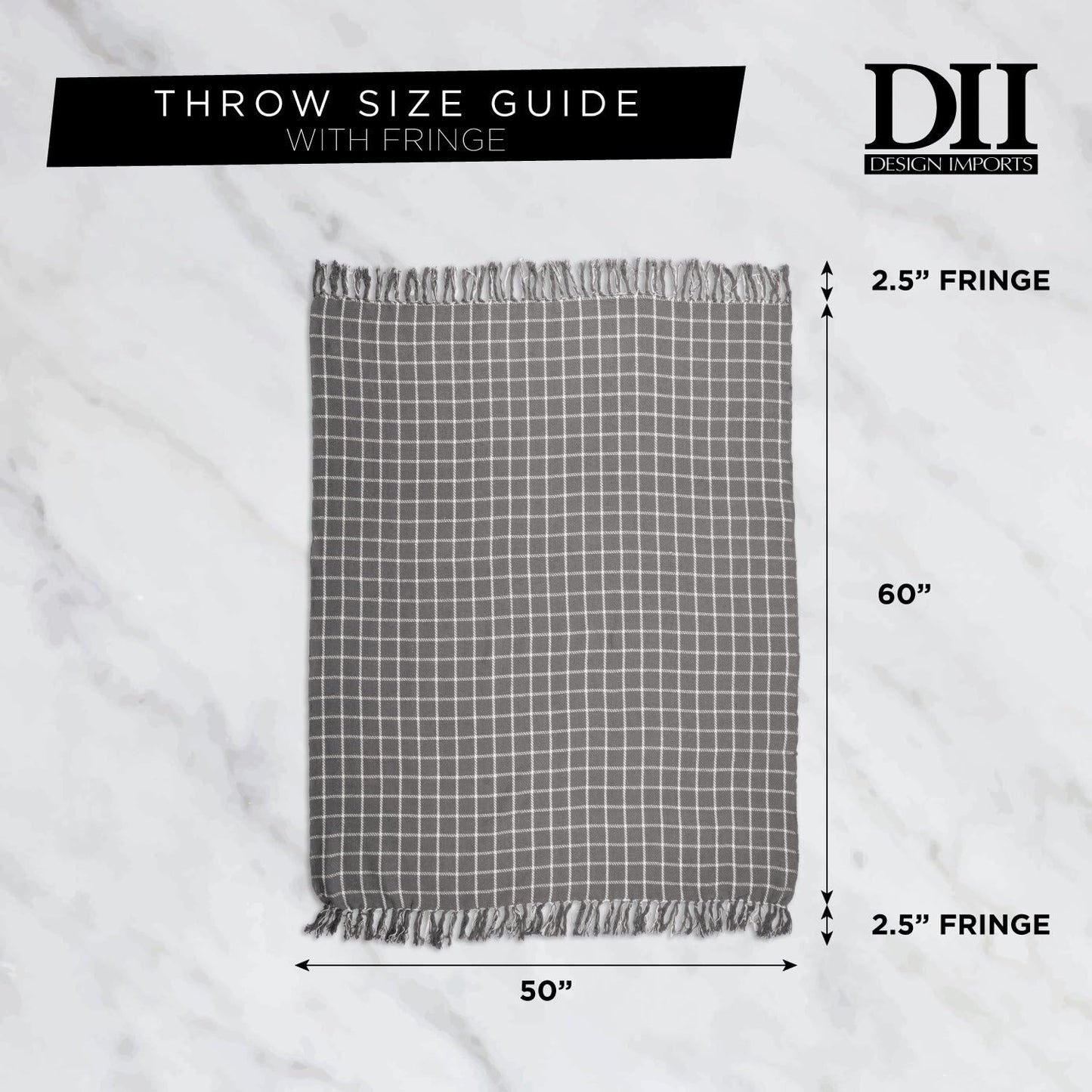 DII Global Diamond Stripe Woven Throw, 50x60-Inch, Mineral
