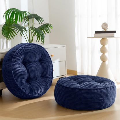 HIGOGOGO Floor Pillow Cushion for Adults, Meditation Cushion Pillow, Large Square Floor Sitting, Tufted Corduroy Cover, for Tatami Living Room or Yoga, 22x22 Inch, Dark Grey