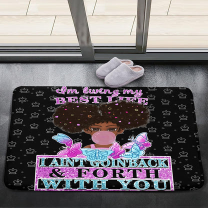 Black Girl Area Rug for Bedroom African Black Girls Floor Rugs for Living Room Playroom Cartoon Art Home Decor Soft Yoga Mats for Women Afro Purple 47" x 31" (2.7 x 3 Feet)