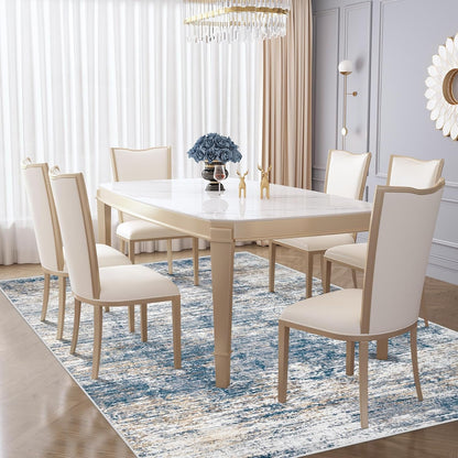 XLUEZ 8x10 Area Rugs for Living Room, Washable Modern Abstract Large Area Rug Neutral Soft Non Slip Kids Rug Stain Resistant Indoor Carpet for Bedroom Nursery Dining Children's Room(Blue, 8'x10')