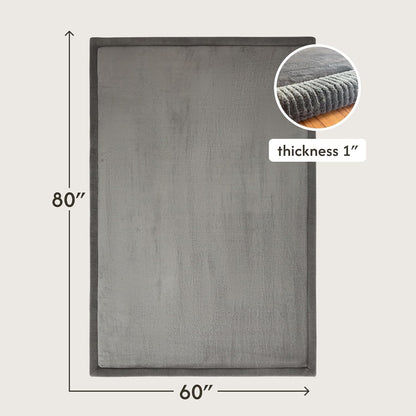 Hakuna Matte CloudSoft Mat for Floor 60" x 80" Beige – Coral Velvet Memory Foam Rug – Non-Slip, Water-Resistant