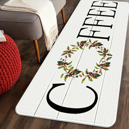 Coffee Kitchen Rug, 20"x47" Soft Velvet Kitchen Runner, Laundry Room Rugs Thickened TPR Bottom Floor Mat, Friendly for Kids & Pets, Multi-Use for Yoga Office, Coffee Station Rug Decor