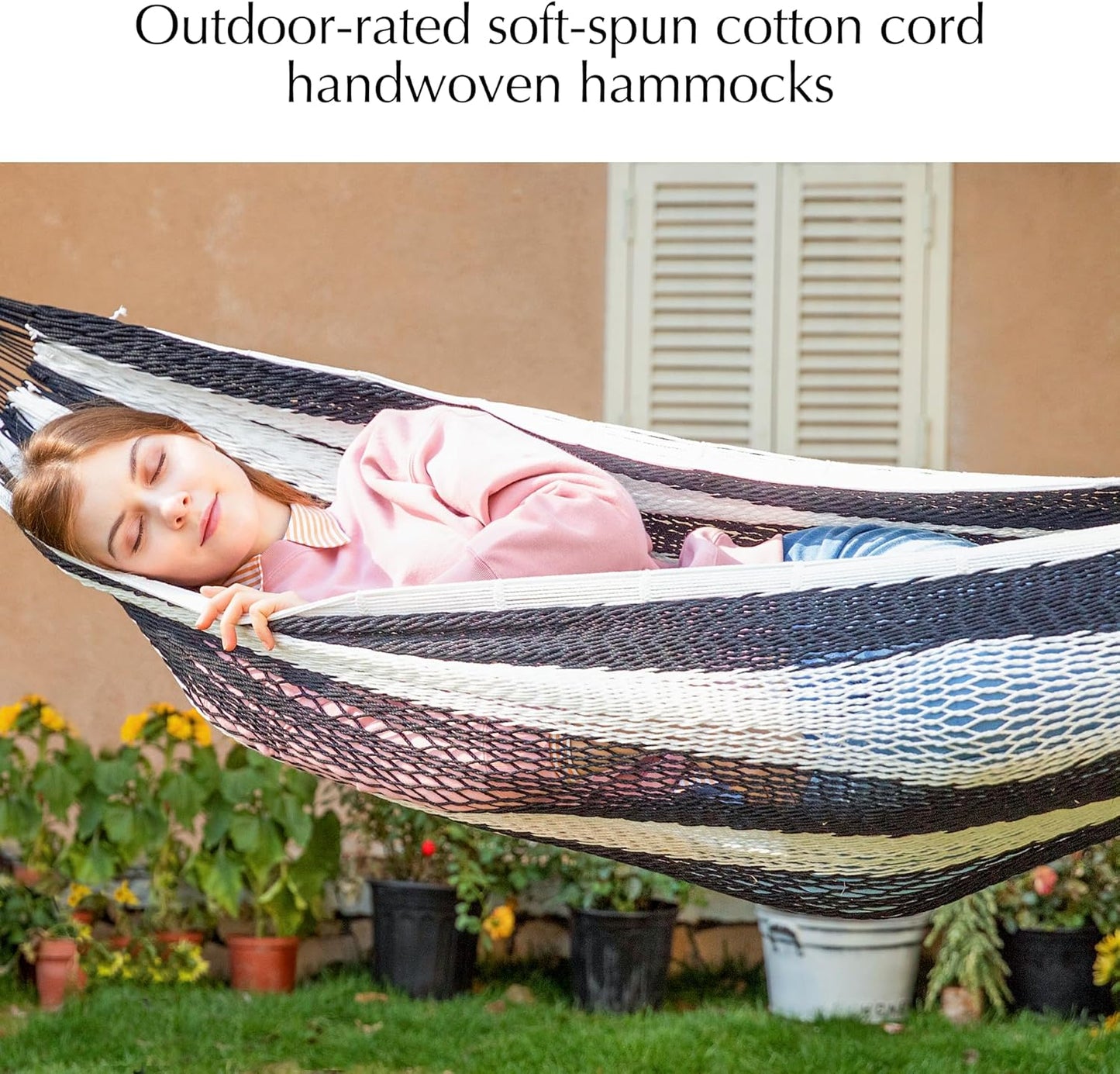 PNAEUT Handwoven Mayan Hammocks, Double Rope Hammock for Outdoor Outside & Indoor, Thick Soft 600 lbs Capacity Heavy-Duty, Includes Tree Straps, Carabiners & Carrying Bag (Nature, X-Large)