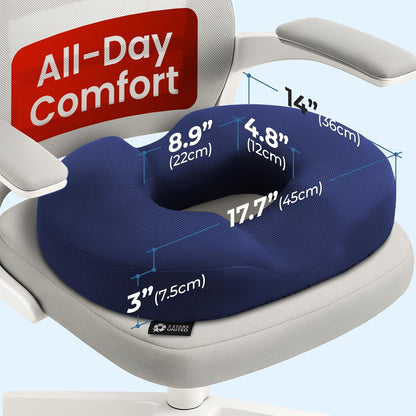 5 STARS UNITED Donut Pillow Hemorrhoid Tailbone Cushion – Large Floor Cushion for Pain Relief – Coccyx, Prostate, Sciatica, Pelvic Floor, Pressure Sores, Pregnancy, Postpartum Recovery, Black