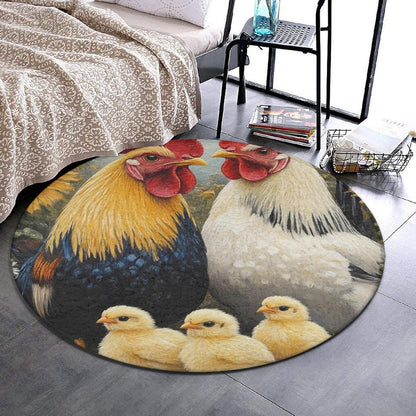 Machine Washable Modern Round Area Rug, Room Sofa Yoga Soft Round Carpet, Home Decor Non Slip Kitchen Office Circle Rug Union Jack Flag UK Mandala Art, 60inch