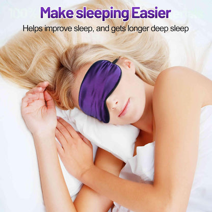 Sleep Mask, Silk Eye Mask for Sleeping with Adjustable Strap, Satin Blackout Sleeping Eye Mask for Men&Women, Comfortable Blindfold Eyeshade for Night Sleep(Black)