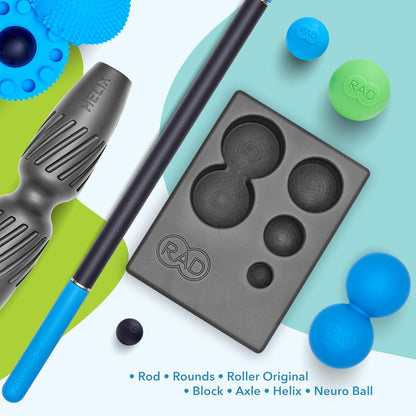 RAD All-in Kit 7-in-1 Foam Roller Set for Whole Body Massage & Myofascial Release with Roller Stick, Yoga Block, Massage Balls Muscle Recovery Tools for Mobility & Flexibility