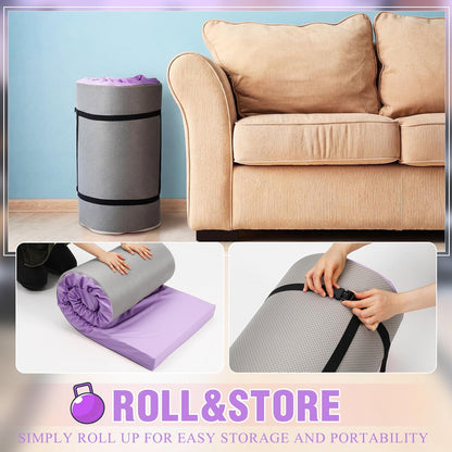 Lyrow 3 Inch 72"x 24" Thick Foldable Yoga Mat with Carry Strap, Non-slip Portable Foam Gym Mat for Yoga, Pilates and Stretching