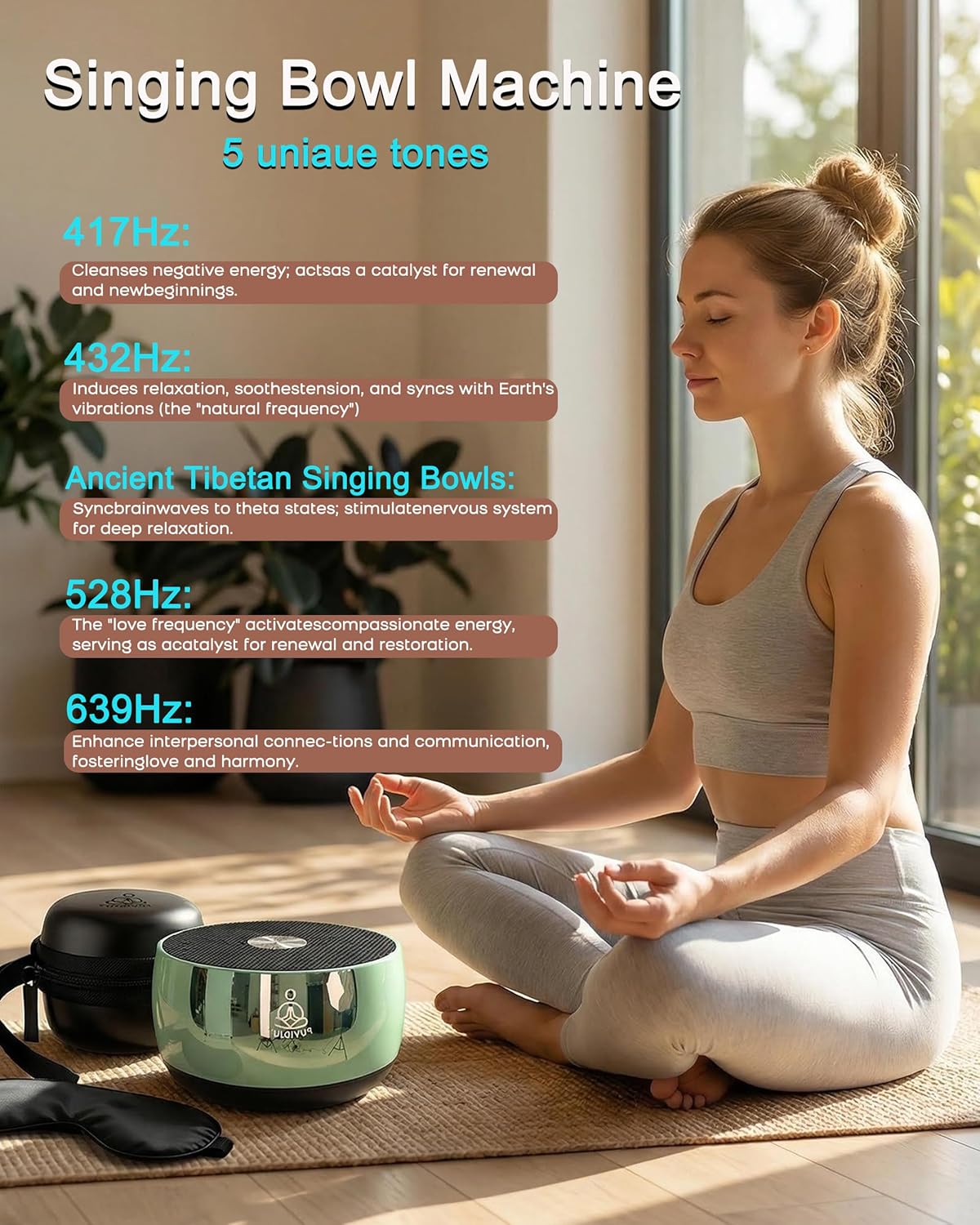 Sound Frequency Machine,Meditation Generator Instrument,Tone Device Tools - Solfeggio Frequencies Bath for Yoga, Mindfulness, Vibration System of Chakra Balancing, 5 Tones, 3 Timers