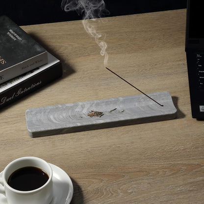 Koville Marble Incense Holder, Incense Holder for Sticks, Incense Sticks Holder Ash Catcher for Meditation Yoga SPA, Natural Stone Incense Burner, Home Table Decor (Green)