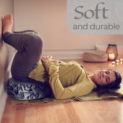 Zaveur Royal Court Zafu Meditation Cushion - 18" Round Yoga Bolster Pillow with 100% Cotton Filling and Canvas Cover - Premium Floor Pillow for Meditation - Yoga Cushion for Sitting on Floor - Gray