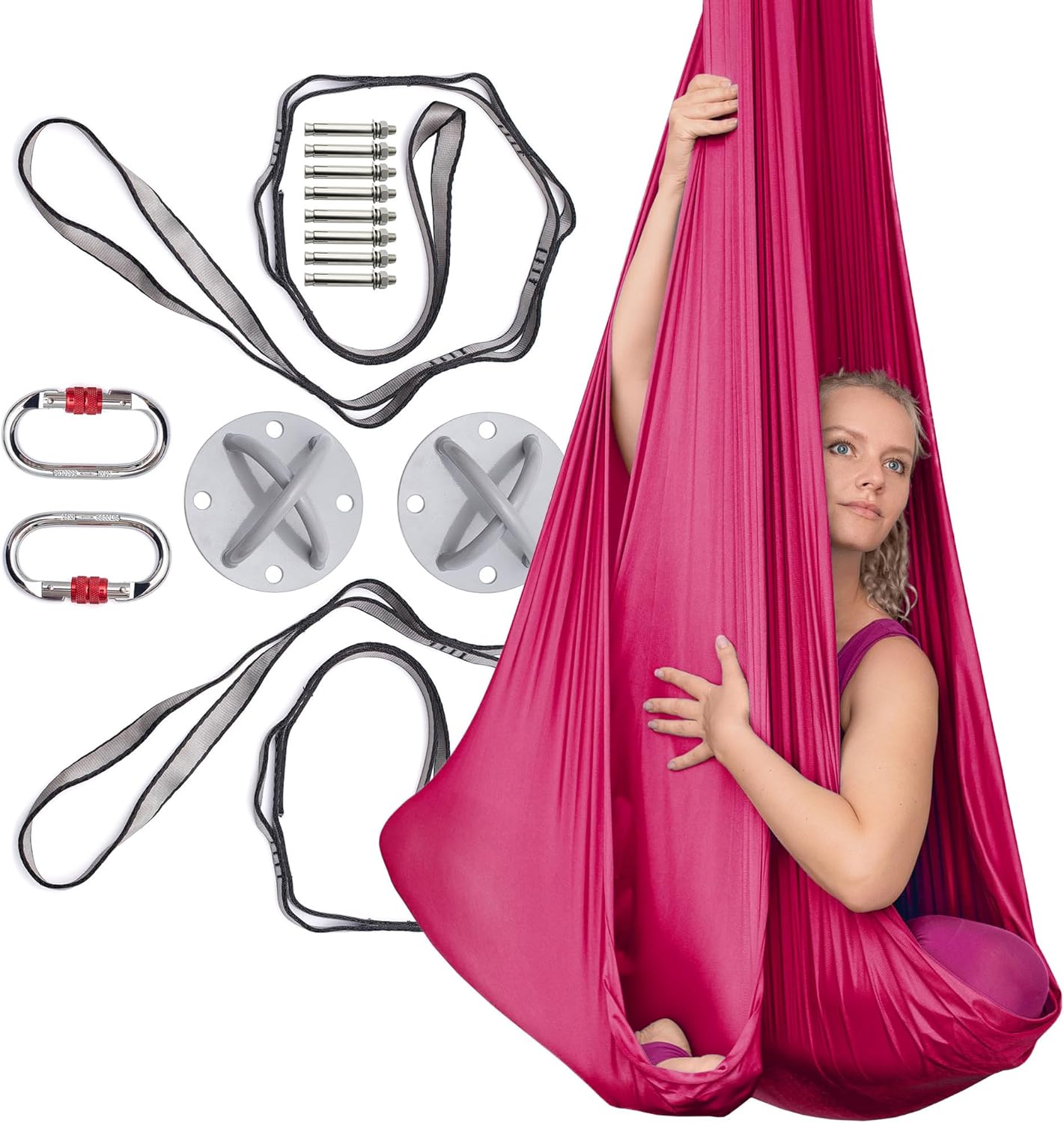 AyuHome Aerial Silks Kit for Home - Premium Yoga Swing for Kids and Adults with 660 lbs Capacity - Versatile Aerial Yoga Hammock for Gymnastics Training