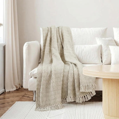 Americanflat 50x60 Throw Blanket - Soft and Breathable Cotton Throw Blanket for Couch, Bed, Chair - Decorative Blankets Perfect for Home or Outdoor Use - Navy Blue and White Double Diamond Design
