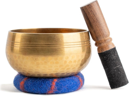 Handcrafted Tibetan Singing Bowl Set – 3.5” Sound Bowl for Meditation, Sound Healing & Yoga – Healing Instrument with Wooden Striker & Cushion – Authentic Hand-Hammered in Nepal