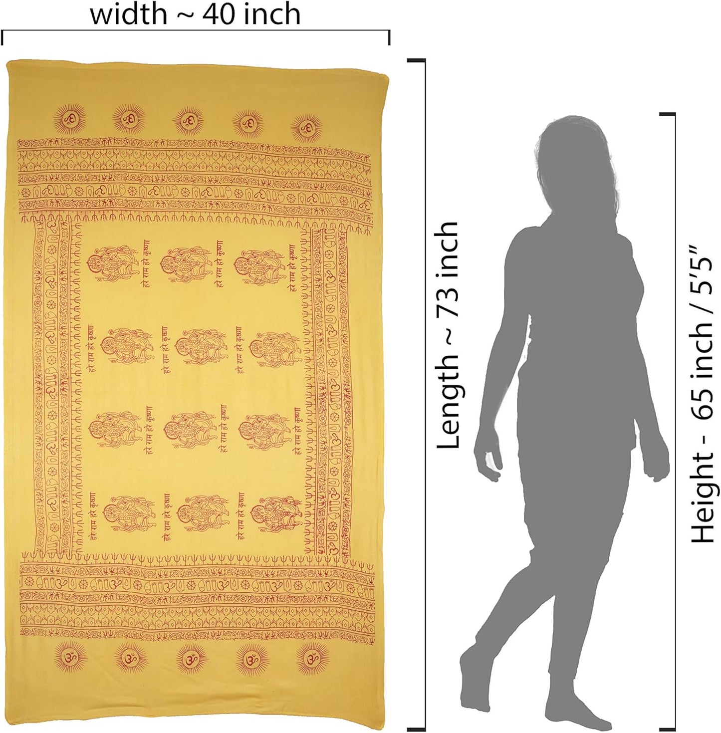 Yoga Scarf Meditation Shawl Large Wrap Hindu Prayer Stole OM Ganesha print