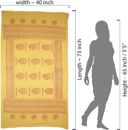 Yoga Scarf Meditation Shawl Large Wrap Hindu Prayer Stole OM Ganesha print