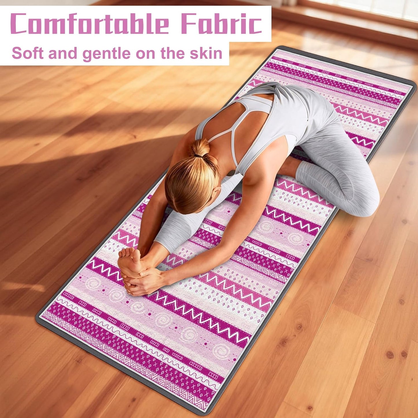 Yoga Towel,Absorbent Yoga Mat Towel for Hot Yoga Non Slip,Stylish Prints,Ideal for Workouts,Hot Yoga,Bikram,Pilates Equipment,72 x 27 in,Gradient Mandala