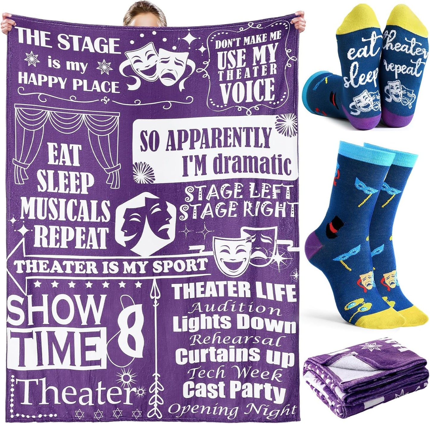 HunnmingRe 2 Pcs Unique Yoga Blanket and Socks Gifts for Yoga Lovers 50" x 60" Restorative Instructor Teacher Mother's Day Birthday Gag Gifts for Meditation Gymnasts Women Girls