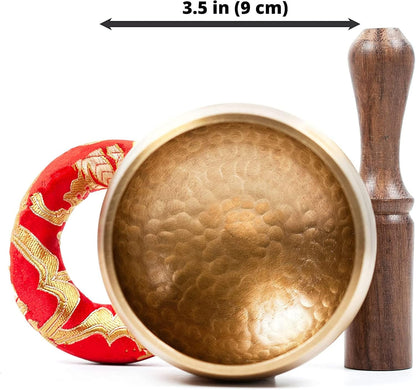 Tibetan Singing Bowl Set - Easy To Play for Beginners - Authentic Handcrafted Mindfulness Meditation Holistic Sound 7 Chakra Healing Gift by Himalayan Bazaar (5")
