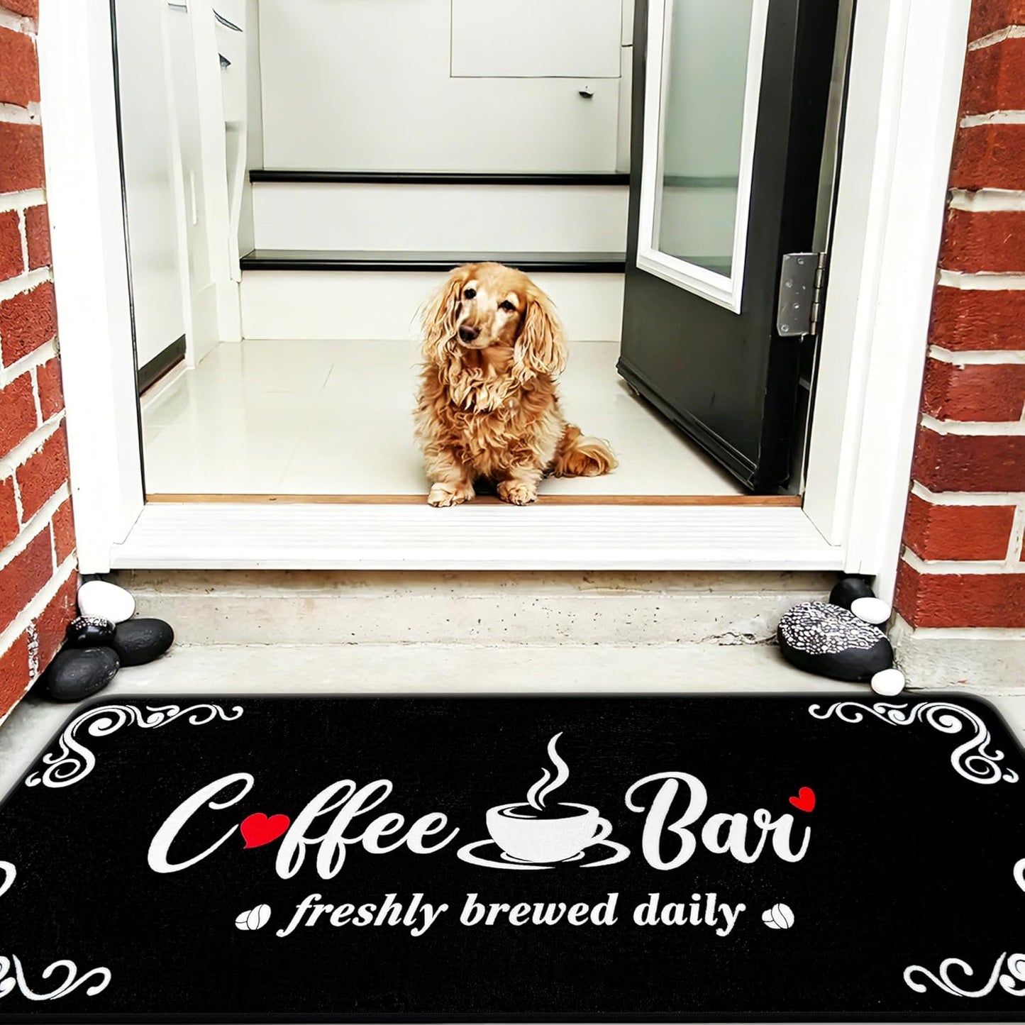 Coffee Kitchen Rug, 20"x47" Soft Velvet Kitchen Runner, Laundry Room Rugs Thickened TPR Bottom Floor Mat, Friendly for Kids & Pets, Multi-Use for Yoga Office, Coffee Station Rug Decor