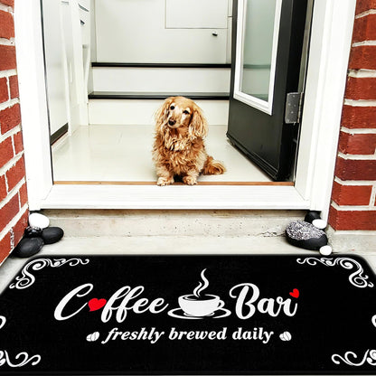 Coffee Kitchen Rug, 20"x47" Soft Velvet Kitchen Runner, Laundry Room Rugs Thickened TPR Bottom Floor Mat, Friendly for Kids & Pets, Multi-Use for Yoga Office, Coffee Station Rug Decor