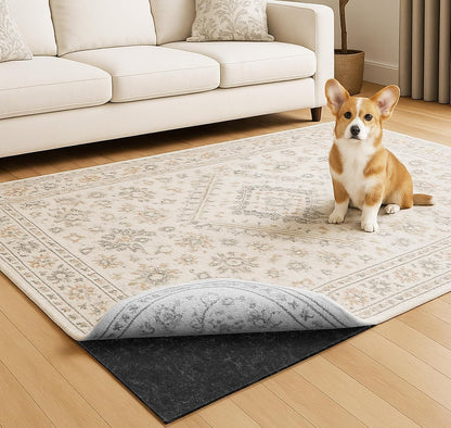 Warmstar 8x10 FT Non Slip Rug Pad,100% Waterproof Felt Rug Pad for Hardwood Floors,1/4” Thick Soft Carpet Pad with Natural Rubber Backing,Secure Grip & Floor Protection