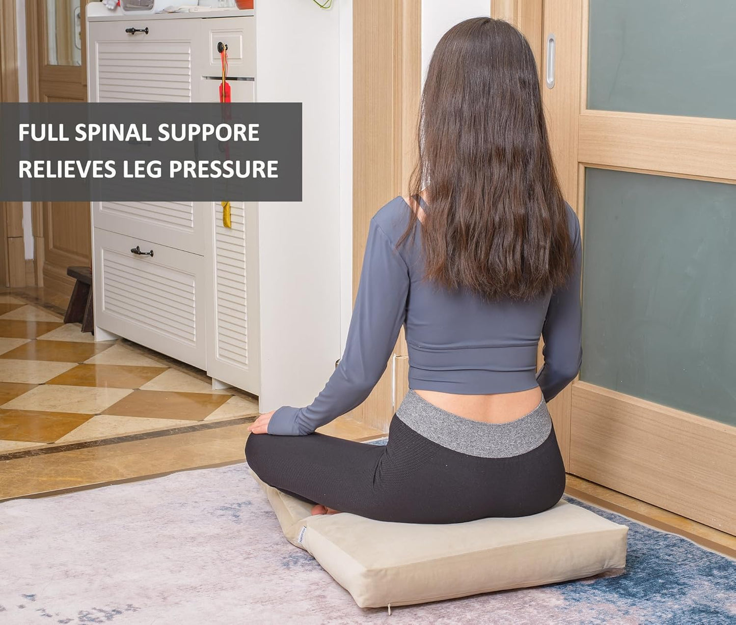 Meditation Cushion,Velvet Meditation Pillow and Zabuton 2-in-1 Portable Design(50 * 70CM). (Dark Gray, Service H：9cm)