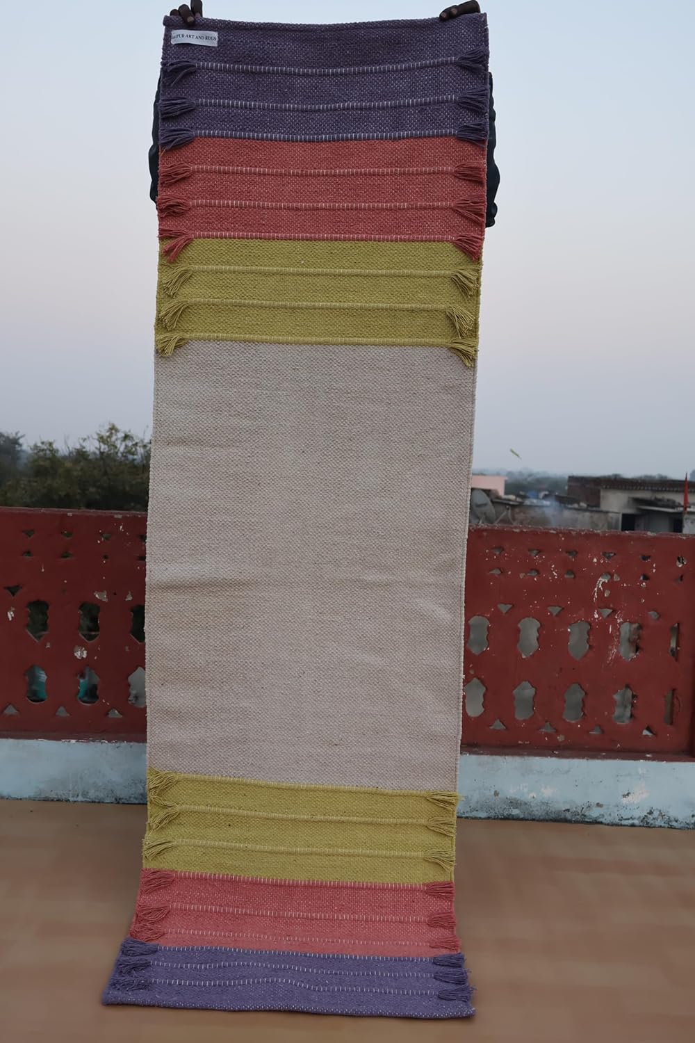 Jaipur Art & Rugs Cotton Yoga Rug - Eco-Friendly Hand-Woven Thick Mat (24”x72”x5mm) for Everyday Fitness at Home - Comfortable & Extra-Long - Colors B