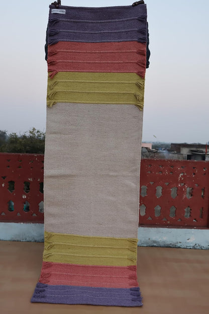 Jaipur Art & Rugs Cotton Yoga Rug - Eco-Friendly Hand-Woven Thick Mat (24”x72”x5mm) for Everyday Fitness at Home - Comfortable & Extra-Long - Colors B