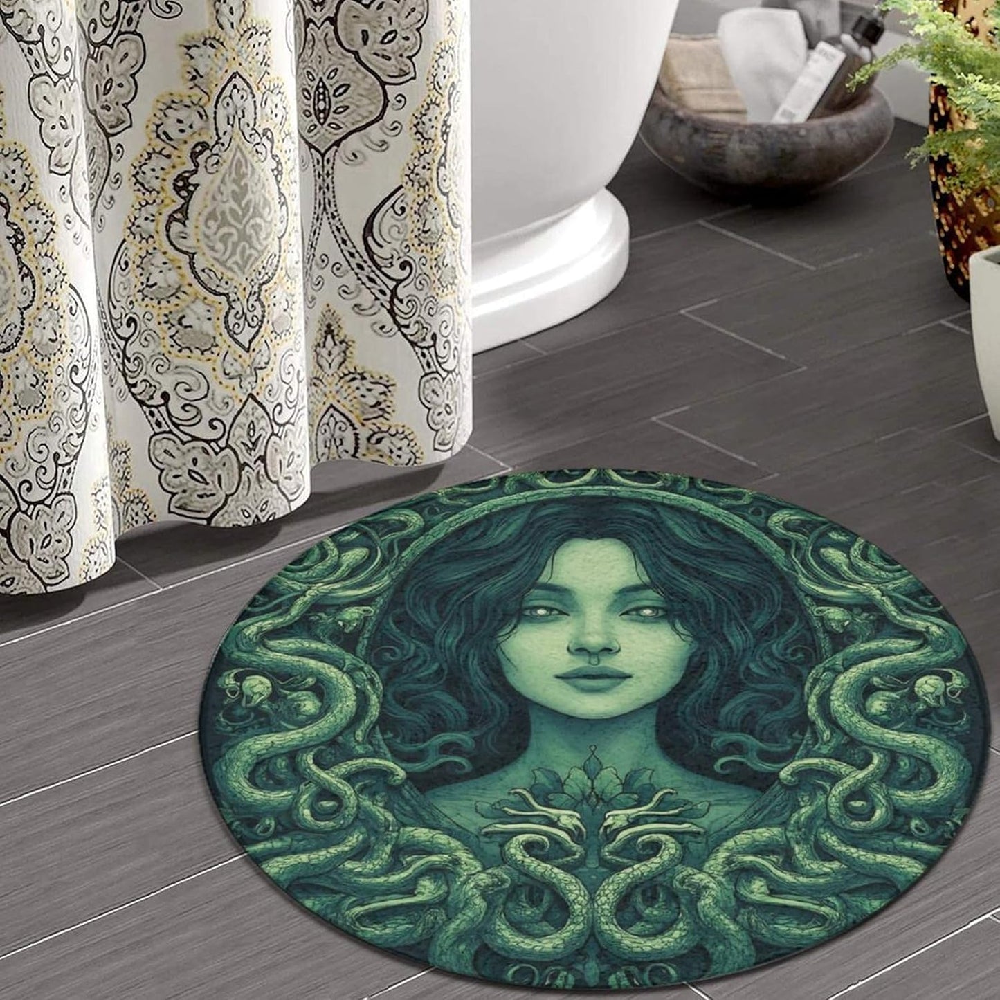 Home Decor Non Slip Kitchen Office Circle Rug, Machine Washable Modern Round Area Rug, Room Sofa Yoga Soft Round Carpet Purple Galaxy Trippy Space Astronaut Art, 36inch