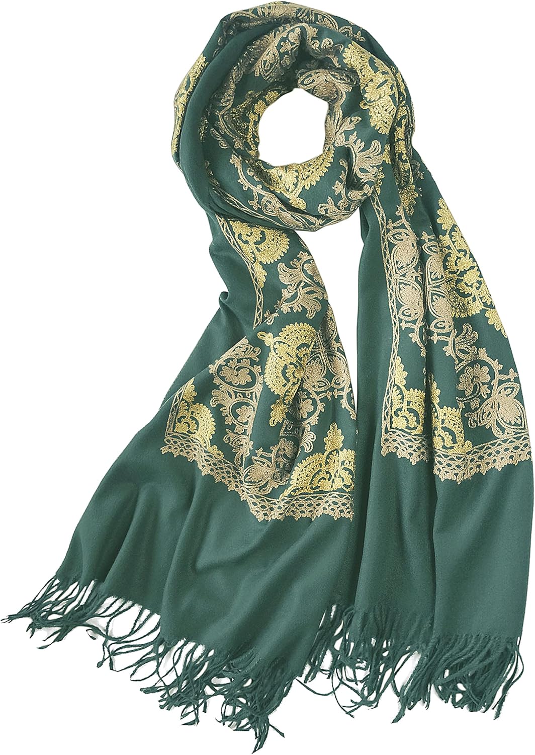 Urban CoCo Women's Embroidered Oversize Tassel Shawl Scarf Wraps for Women
