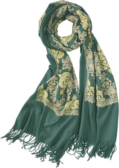 Urban CoCo Women's Embroidered Oversize Tassel Shawl Scarf Wraps for Women