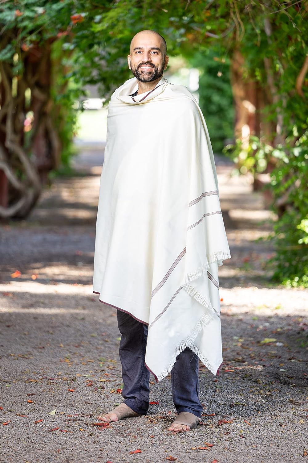 Versatile Premium Wool Blend Meditation Shawl - Large Unisex Prayer Wrap, Oversized Scarf & Yoga Blanket