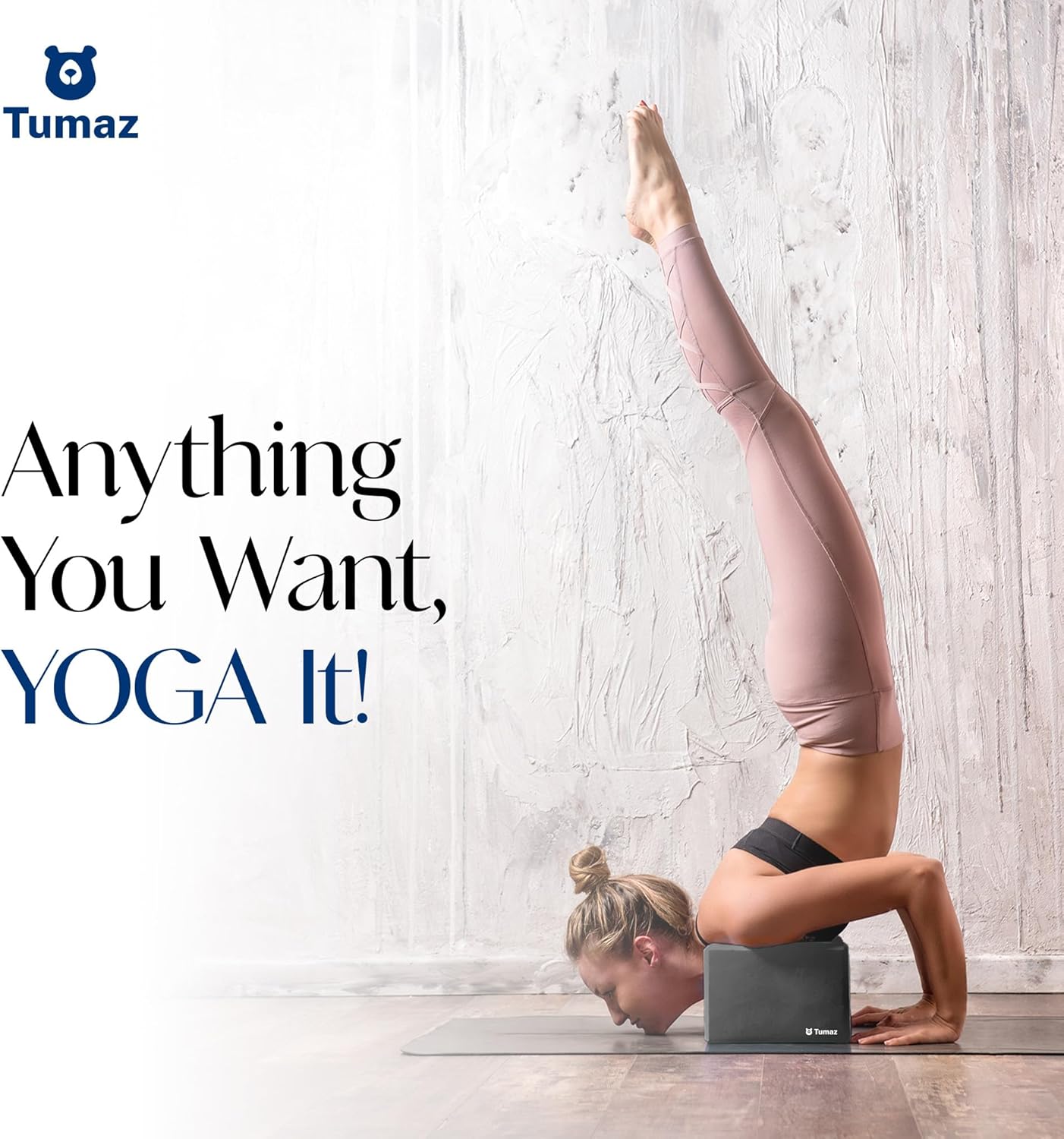 Tumaz Non-Slip Yoga Blocks 2-Pack - High Density/Lightweight EVA Foam & Natural Cork for Stability, Premium Set with E-Book Included