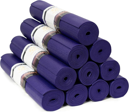 Voyage Yoga Mat, 10 Pack, 72" x 24" Professional Studio and Gym Bulk Yoga Mats, 5mm Thick, Durable, Anti-Tear, Non Slip Fitness and Exercise Mats