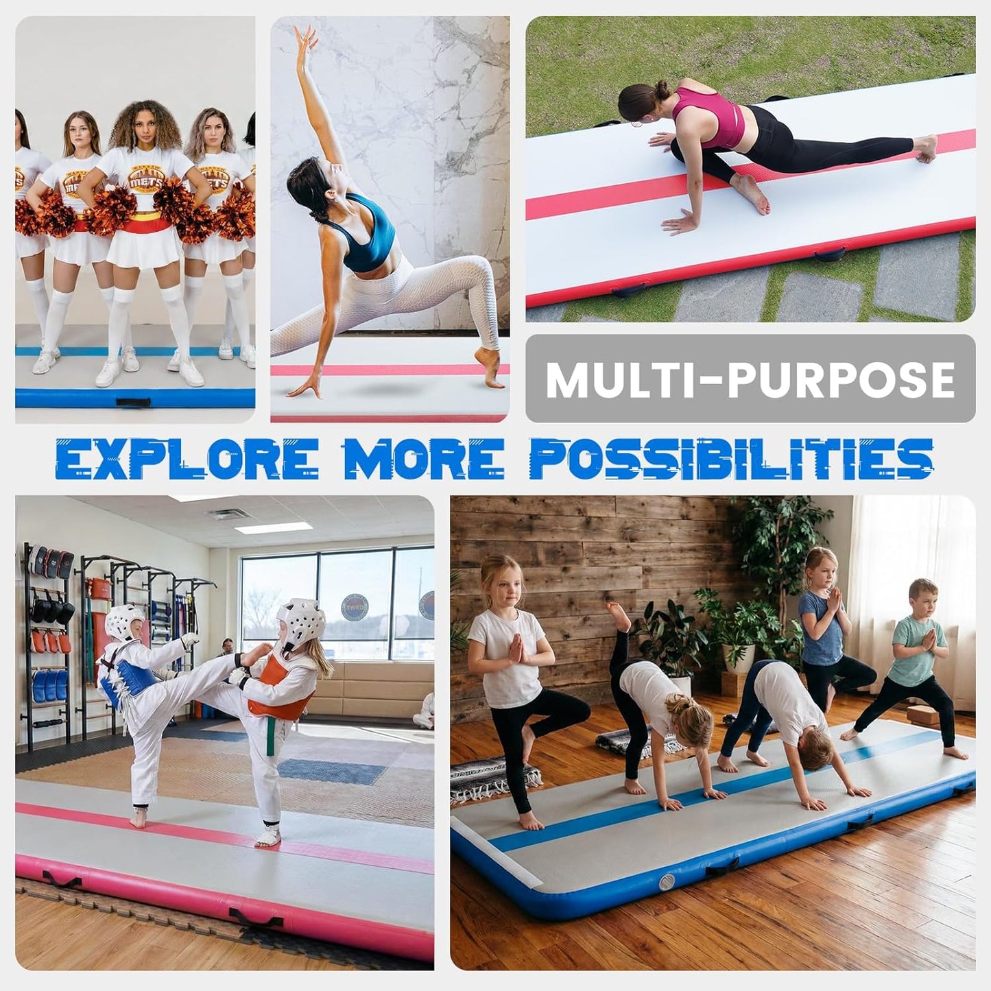 Tuxedo Sailor Inflatable Gymnastics Tumbling Mat Tumble Track Thickness Floor Mat With Electric Air Pump for Gymnastics/Training/Home/Cheerleading/Water/Gym/Yoga