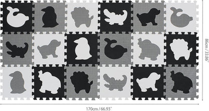 qqpp EVA Rubber 18 Tiles Interlocking Puzzle Foam Floor Mats - Baby Play Mat for Playing | Exercise Mat for Home Workout. White, Pink, Gray. QC-ACLb18N