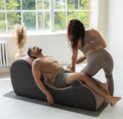 Avana Chakra Yoga Chaise - 2 Adjustable Headrests & Handles with Adjustable Straps, Micro-Velvet/Microloop, Grey & Grey