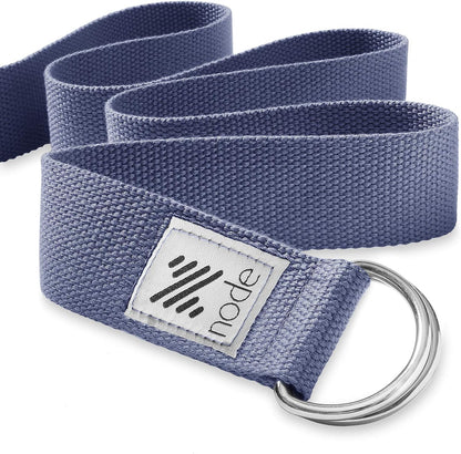7-1/2' Yoga Strap for Stretching, Woven Cotton Blend Yoga Strap with Adjustable D-Ring Buckle for Exercise, Therapy and Fitness