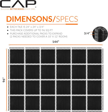CAP Puzzle Exercise Mats | 3/4” Thick EVA Interlocking Foam Tiles for Home Gym Flooring | Multiple Options