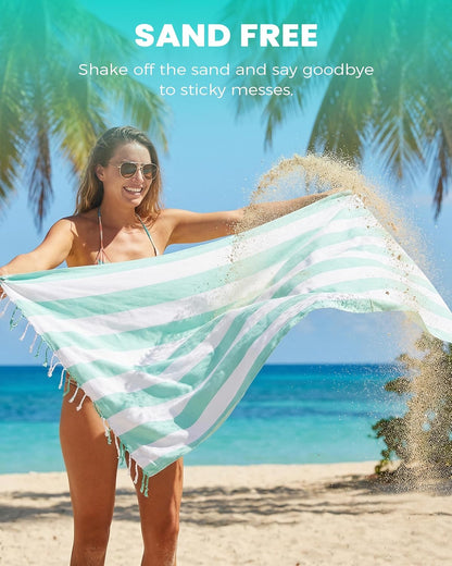 Antfuny Turkish Beach Towels Vacation Essentials Quick Dry Sand Free Oversized Bath Pool Swim Towel Extra Large XL Blanket Adult Travel Cruise Accessories Must Haves Clearance Stuff Necessities - Colors A