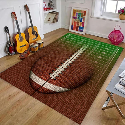 Sports Field Area Rug,5x7ft, Soccer Field Chalked Blackboard Football Stadium Board Painted Non-Slip Soft Carpet Floor Mat Indoor Living Room Bedroom Rugs Yoga Mat Home Decor
