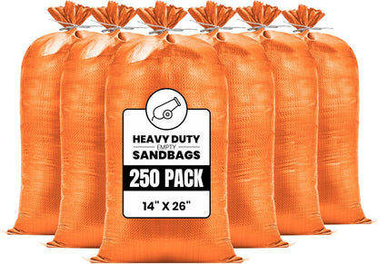 (Not Made in China) 20 Pack, Heavy Duty Sand Bags for Flooding, Empty Sandbags with Tie Strings, UV Protection 1600 Hours, Flood Control,14in x 26in, Sandbag for Weight, 50lb Capacity, White
