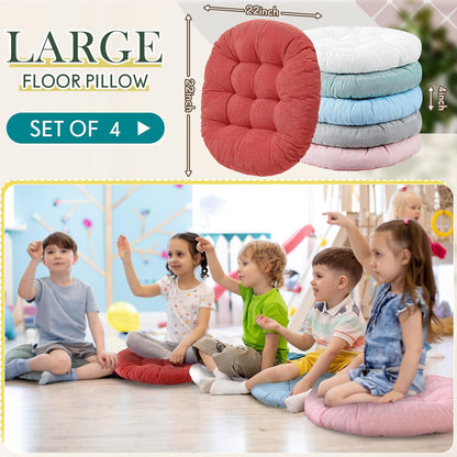 Jerify Floor Pillow Cushions Large Round Square Large Meditation Floor Pillow for Classroom Adult Meditation Picnic Party Seating Learning Daycare School(Square,Mixed Colors,4 Pcs)