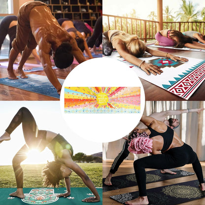 Yoga Mat Towel with Corner Pockets - Microfiber Yoga Towels for Hot Yoga Non Slip Moisture Wicking Sweat Absorbent, Tree of Life Yoga Towel Easy for Travel, Use in Hot Yoga,Bikram,Pilates and Fitness