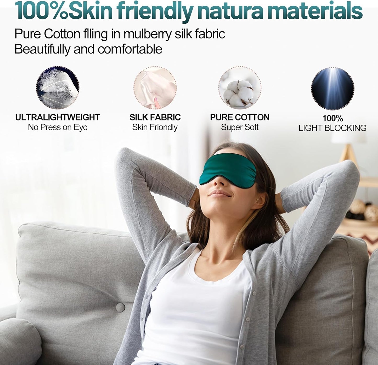 Sleep Mask, Silk Eye Mask for Sleeping with Adjustable Strap, Satin Blackout Sleeping Eye Mask for Men&Women, Comfortable Blindfold Eyeshade for Night Sleep(Black)
