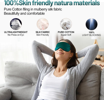 Sleep Mask, Silk Eye Mask for Sleeping with Adjustable Strap, Satin Blackout Sleeping Eye Mask for Men&Women, Comfortable Blindfold Eyeshade for Night Sleep(Black)